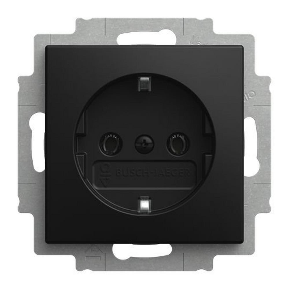 Busch-Jaeger 20 EUC-915, SCHUKO® Steckdosen-Einsatz mit Steckanschluss schwarz matt - Busch-balance® SI