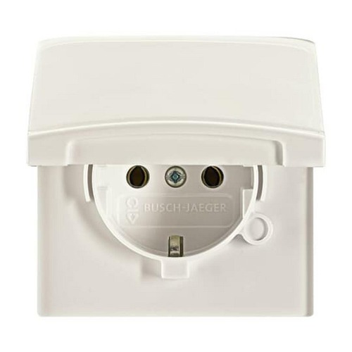 Busch-Jaeger SCHUKO® Steckdosen-Einsatz mit Klappdeckel weiß - Allwetter 44® (IP44)