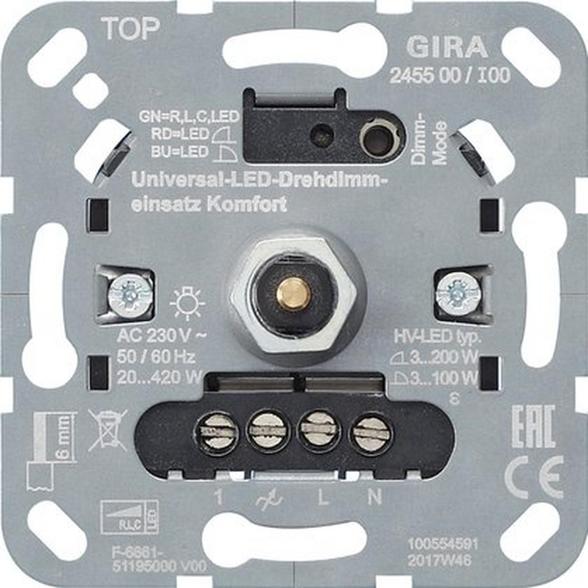Gira 245500, S3000 Uni-LED-Drehdimmeins. Komfort Einsatz