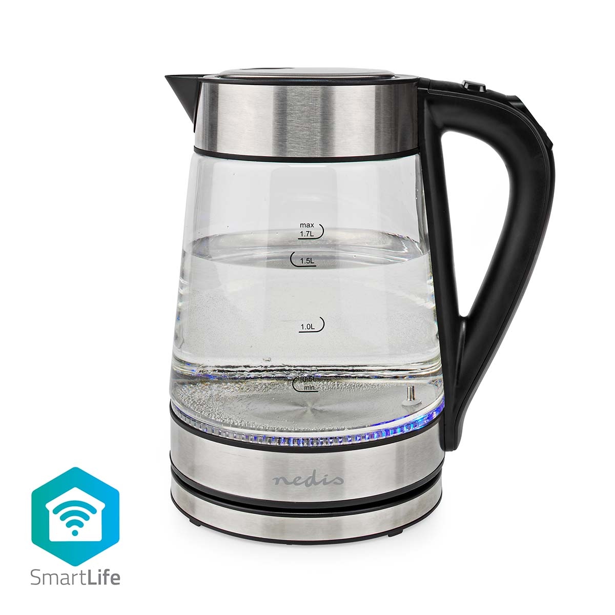 SmartLife Wasserkocher  Wi-Fi | 1.7 l | Glas | 40,60,70,80,90,100 °C | Temperaturanzeige | Um 360 Grad drehbar | Verdecktes Heizelement | Strix® Controller | Boil-dry protection | Android™ / IOS von Hersteller [manufactor]