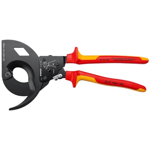 Knipex Ratschenkabelschneider bis Ø 60 mm / 600 mm², VDE-geprüft nach DIN EN 60 900, 1000 V 320 mm