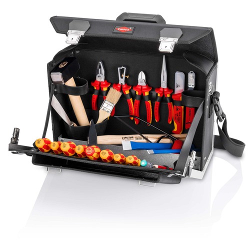 Knipex VDE Werkzeugtasche Elektro Standard Polyester-Tasche 24-tlg., Farbe schwarz 440 x 270 x 180 mm (außen)