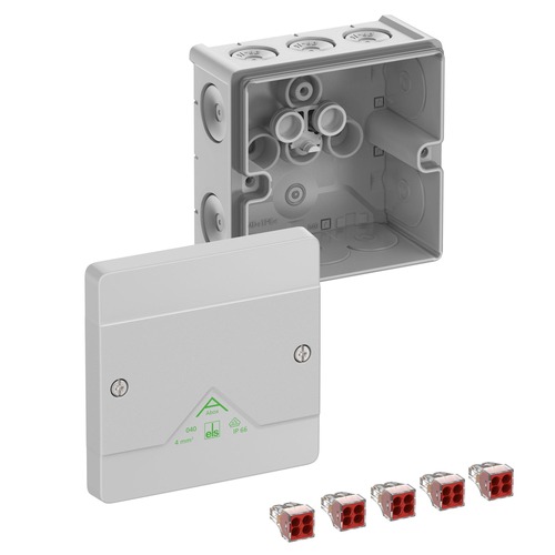 Spelsberg Abzweigkasten, Schutzart IP66, max. Leiterquerschnitt 4², Schlagfestigkeit IK07, Schutzklasse II, Ui 400V AC, Ui 400V DC, DLG, VDE, halogenfrei (80442001)