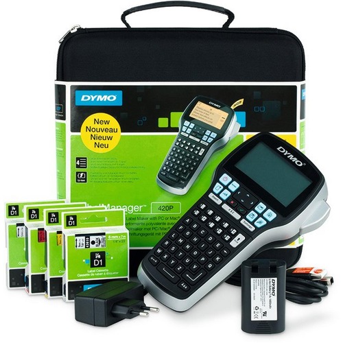 Dymo S0915480, - LabelManager 420P ABC-Tastatur im praktischen Koffer (SoftCase) - inklusive 4x D1-Band - je 1x 19mm schwarz auf rot, 12mm schwarz auf weiß, 9mm schwarz auf gelb, 6mm schwarz auf