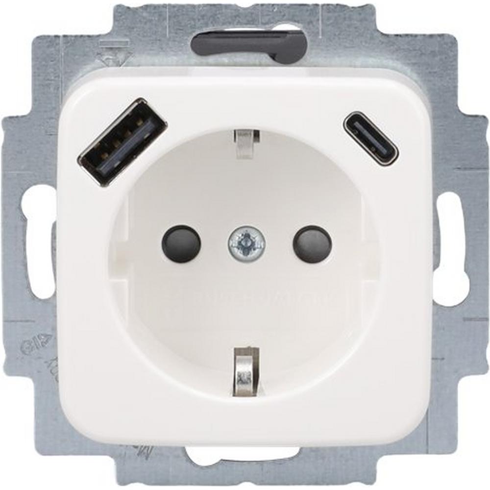 Busch-Jaeger 20 EUCB2USBAC-214, SCHUKO® USB-Steckdosen-Einsatz Safety+ mit USB A/C alpinweiß - Reflex SI