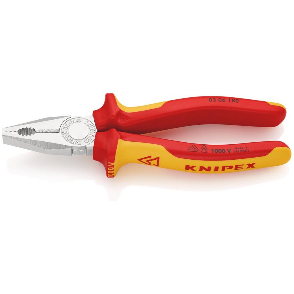 Knipex VDE Kombizange VDE isoliert, Zange verchromt 180 mm