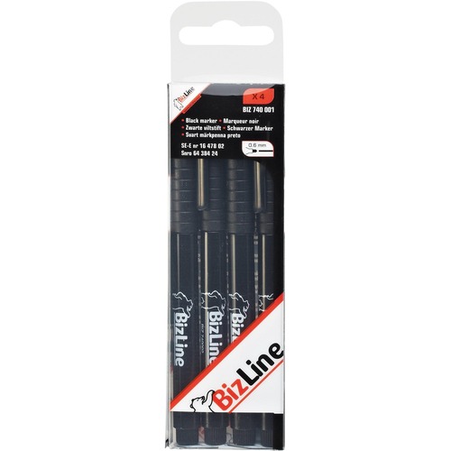 BizLine Schwarzer Marker, Spitze Ø 0.6 mm (x 4), Preis per VPE, VPE = 4 Stück