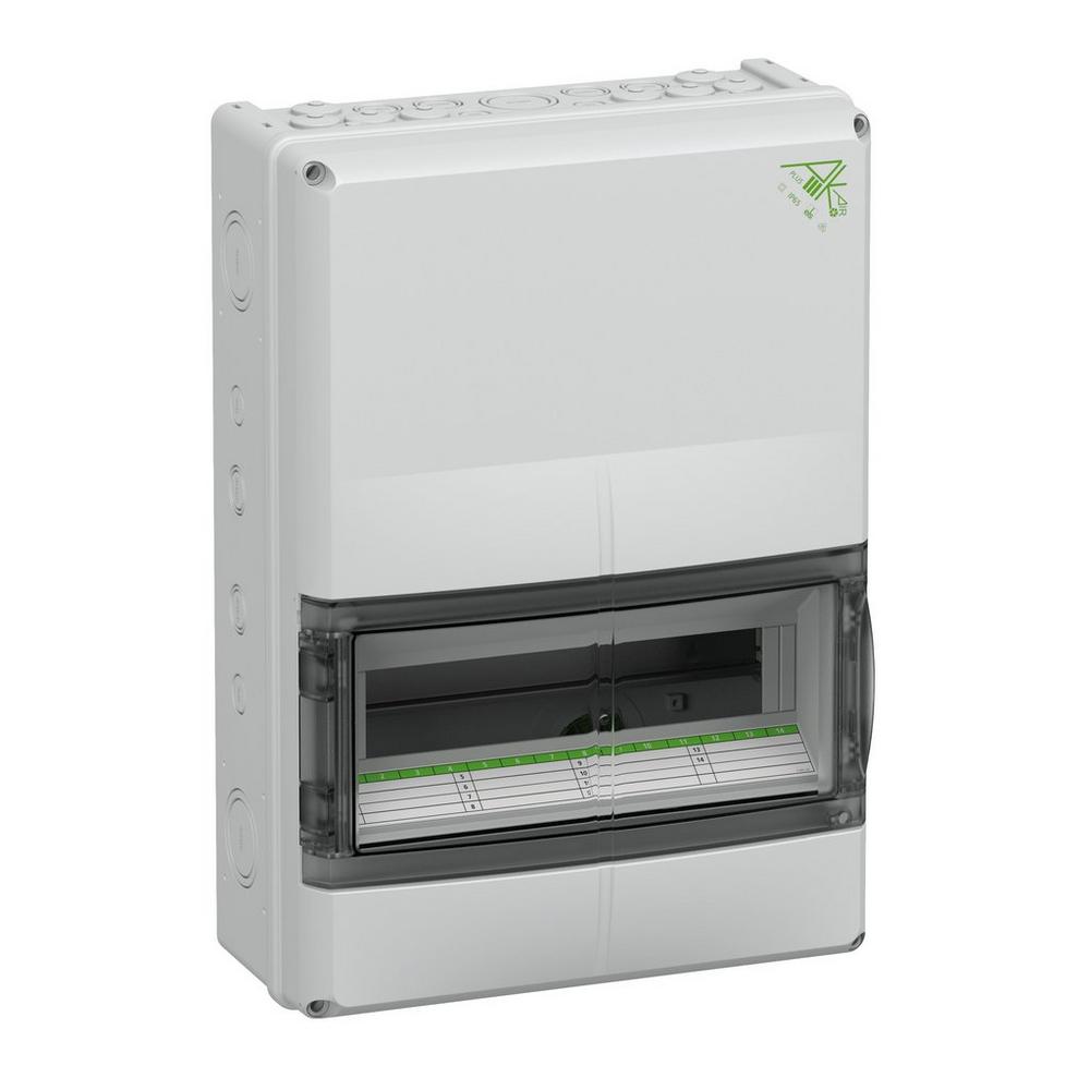 Spelsberg AK 14 Plus, Kleinverteiler, grau, Schutzart IP65, 14 TE, Schlagfestigkeit IK08, Schutzklasse II, Bemessungsspannung 400V AC, DLG, UL-EU, VDE, halogenfrei