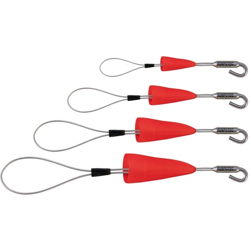 Runpotec Kabelziehschlaufe mit Haken und Schutzkappe, 4er Set, Gesamtbruchlast 100 kg optimal für Rohr-ID ab Ø 14mm inkl. Drallausgleich, mit Schnellverschluss
