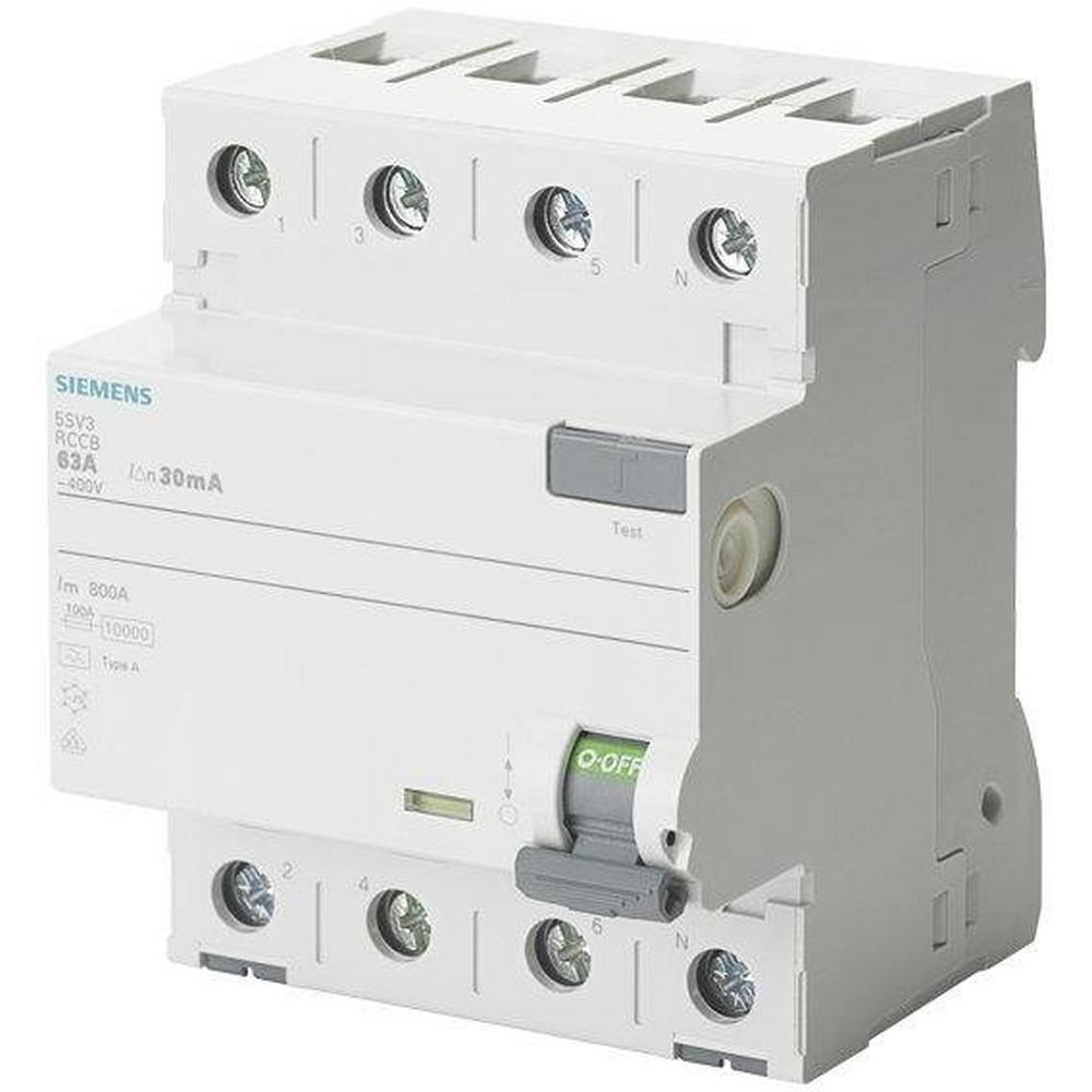 Siemens 5SV3344-3, FI-Schutzschalter, 4-polig, Typ F, kurzzeitverzögert, In: 40 A, 30 mA