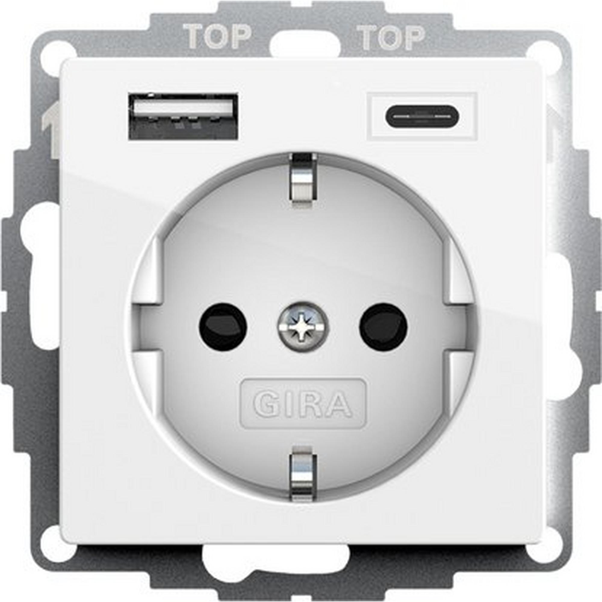 Gira 245903, SCHUKO SP USB-Spannungsvers. 2f Typ A/C System 55 Reinweiß