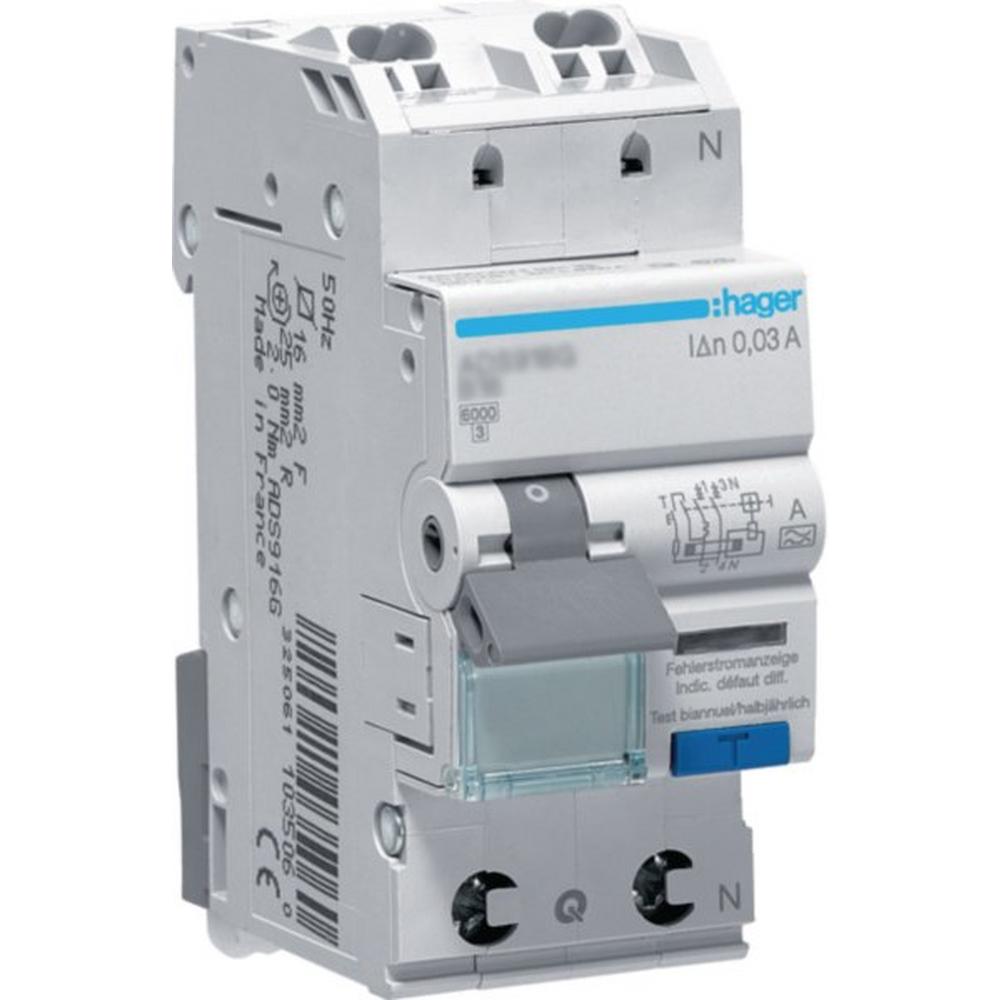 ADS916D, Fehlerstrom-Leitungsschutzschalter, FI/LS-Schalter, 1P+N 6kA B-16A 30mA Typ A