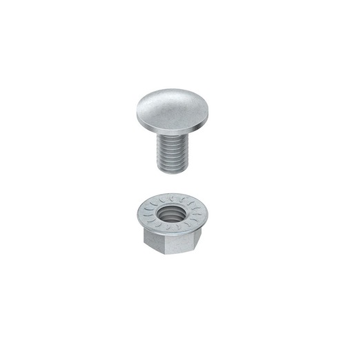 Niedax Flachrundkopfschraube M6, ähnl. DIN 603, Länge 16 mm, Stahl, feuerverzinkt DIN EN ISO 1461/10684, inkl. verz. Flanschmutter