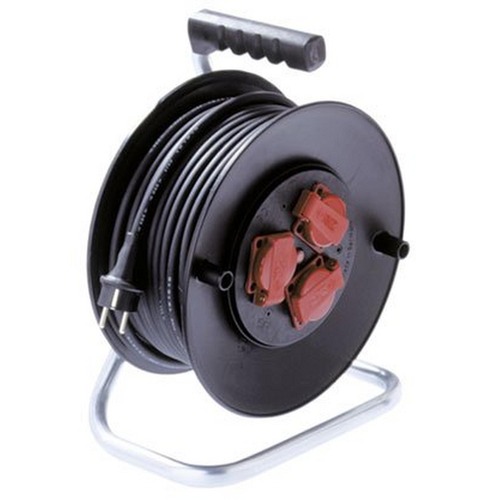 Newlec Kunstoff-Kabeltrommel 40m Gummil.HO7RN-F3G1.5mm², 3fach mit Deckel