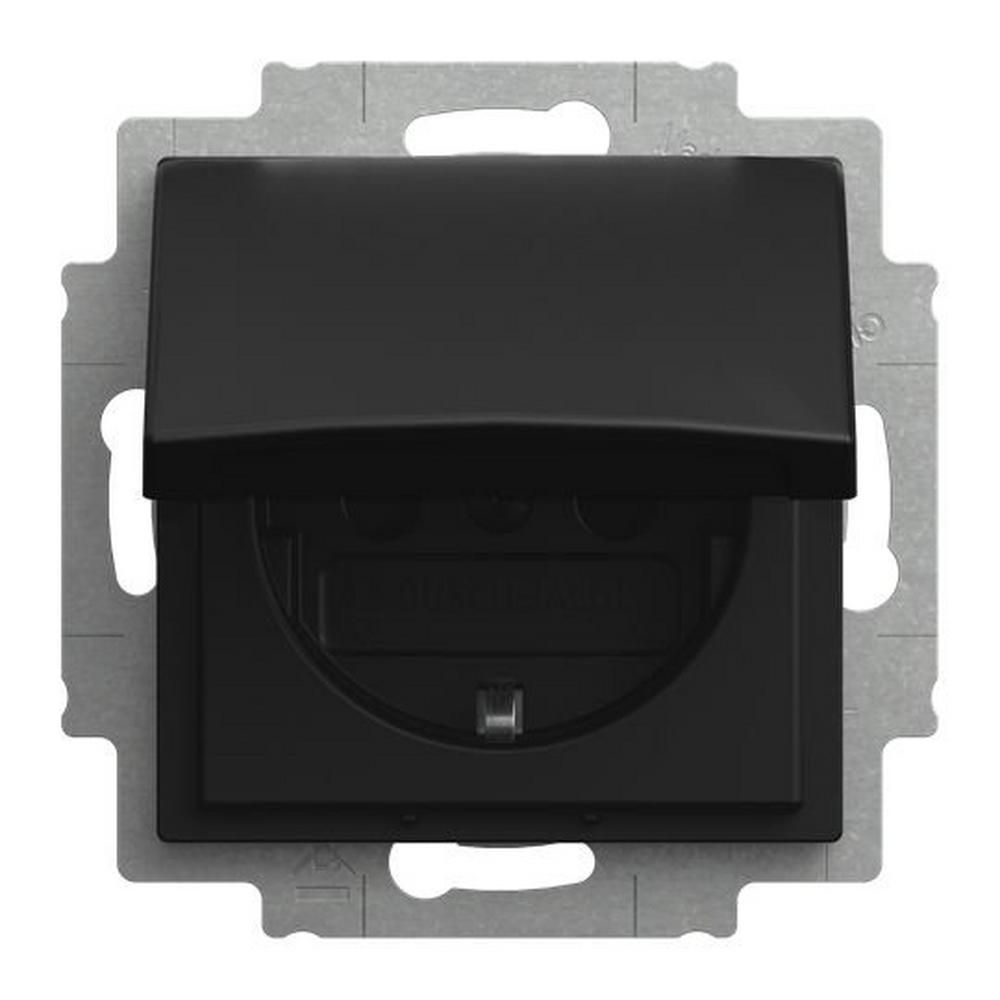 Busch-Jaeger 20 EUKB-915, SCHUKO® Steckdose Safety+ mit Klappdeckel schwarz matt - Busch-balance® SI