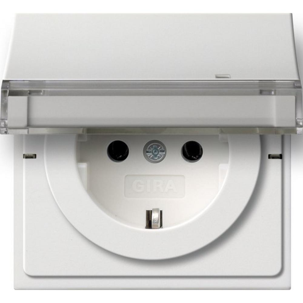 Gira 0439112, SCHUKO KD BSF + SH Flächenschalter Reinweiß