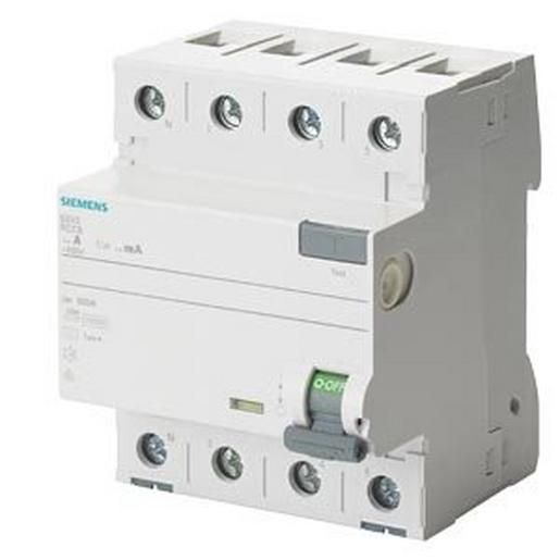 Siemens 5SV3344-6KL, FI-Schutzschalter, 4-polig, Typ A, In: 40 A, 30 mA, Un AC: 400 V, N-links