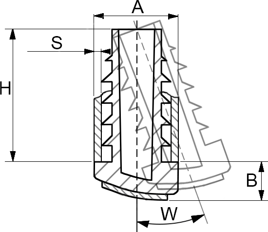 Lamellenstopfen schräg, oval 30x15x1-2 – PE schwarz, Winkel 9°