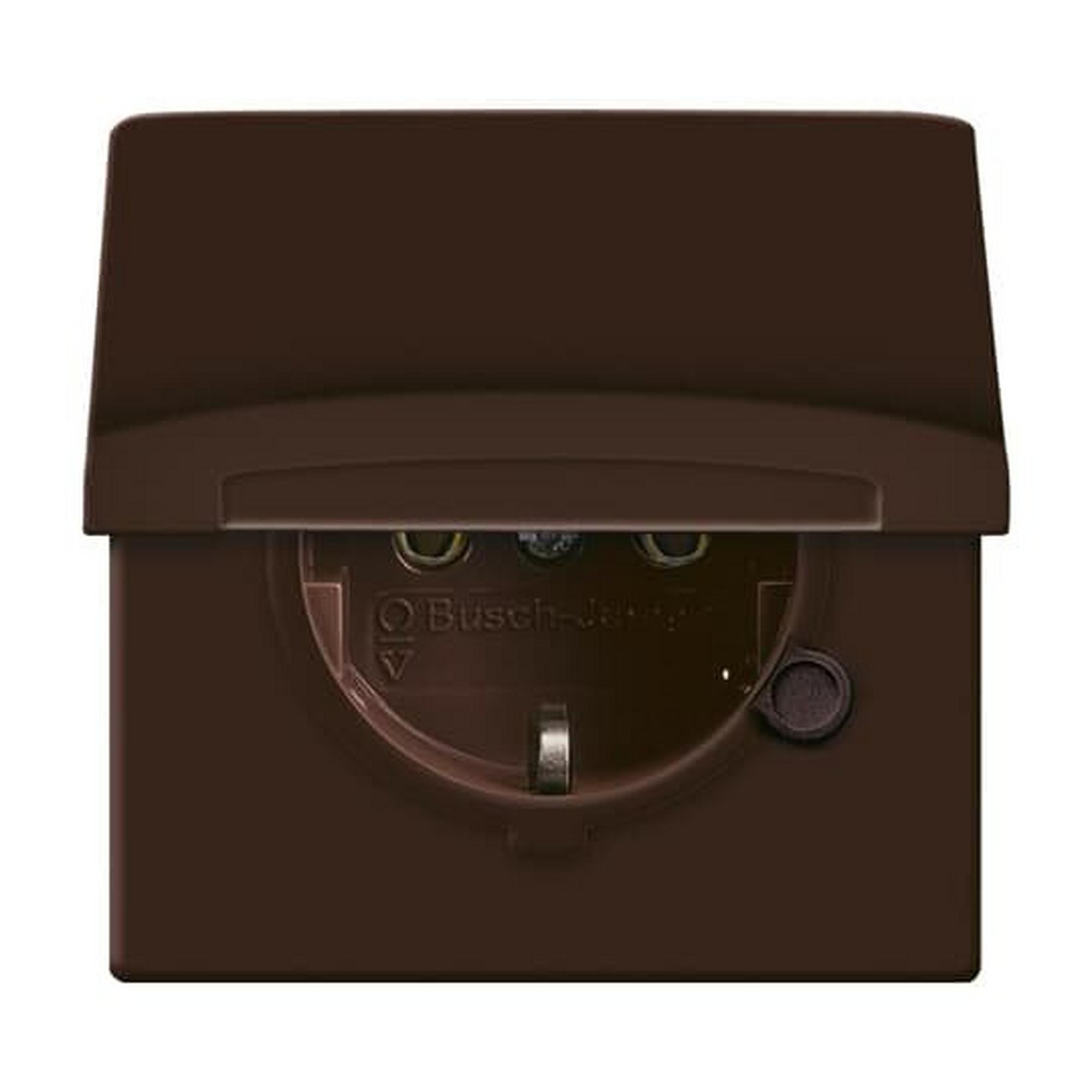 Busch-Jaeger 20 EUGK-31-101, SCHUKO® Steckdosen-Einsatz mit Klappdeckel braun - Allwetter 44® (IP44)