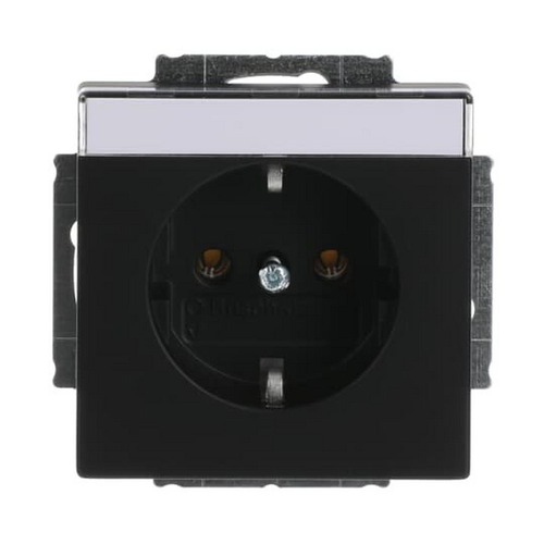 Busch-Jaeger SCHUKO® Steckdosen-Einsatz mit Beschriftungsfeld schwarz matt - Plattform 63
