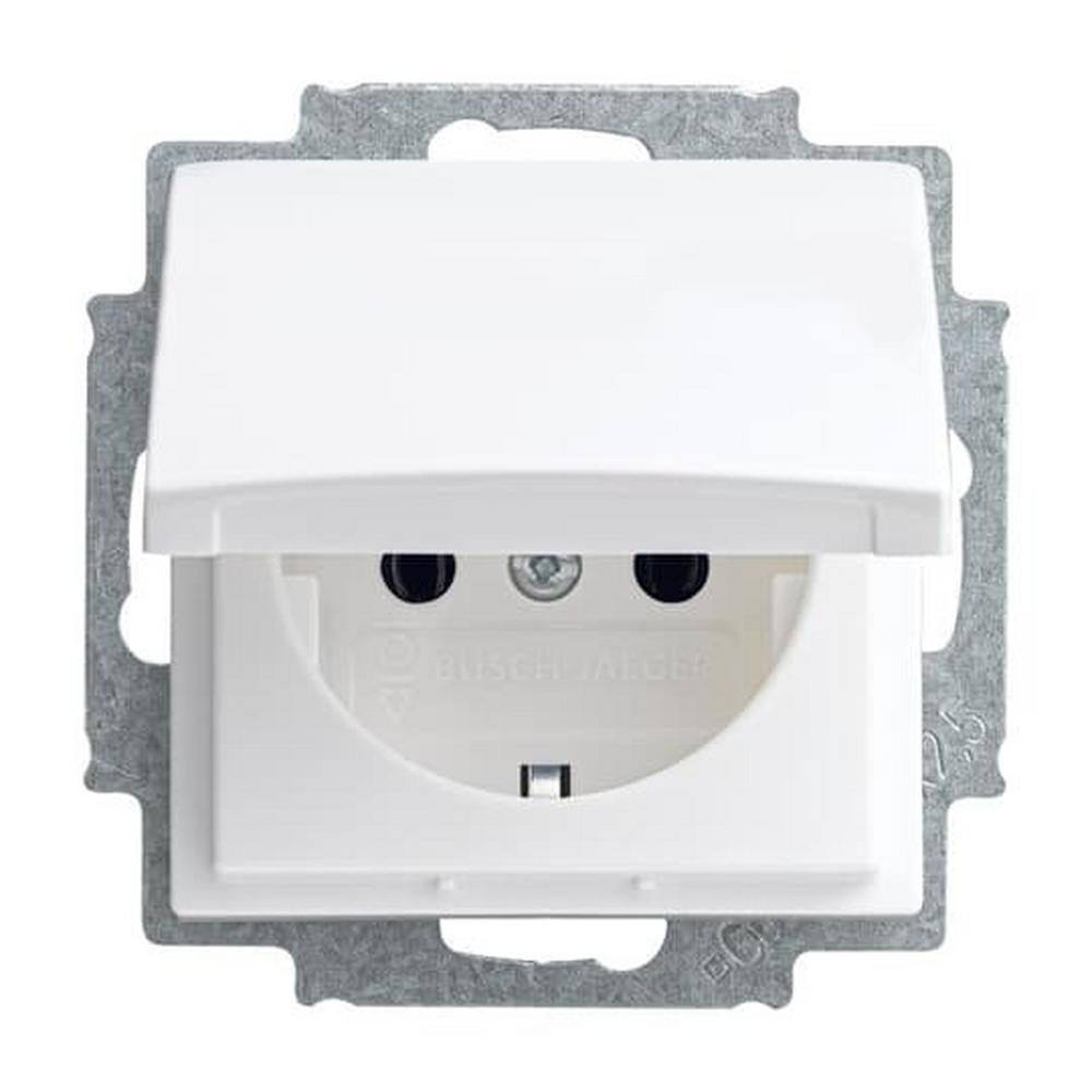 Busch-Jaeger 20 EUK-914, SCHUKO® Steckdosen-Einsatz mit Klappdeckel alpinweiß - Busch-balance® SI