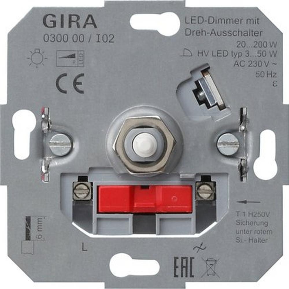 Gira 030000, LED-Dimmeins. 20 - 200 W Dreh-Aus Einsatz