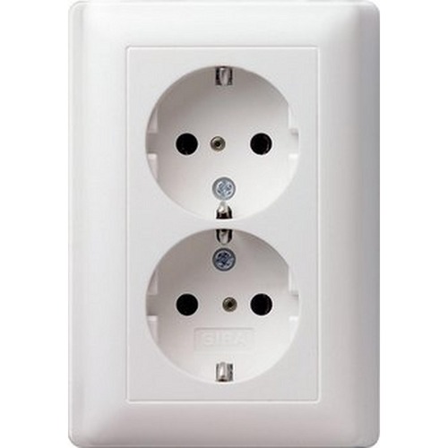 Gira 2f-SCHUKO-Steckd. SP + Vollpl. System 55 Reinweiß