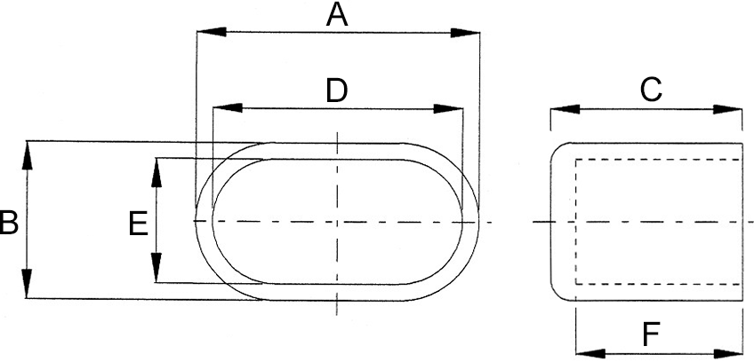 Rohrkappen – Maßzeichnung