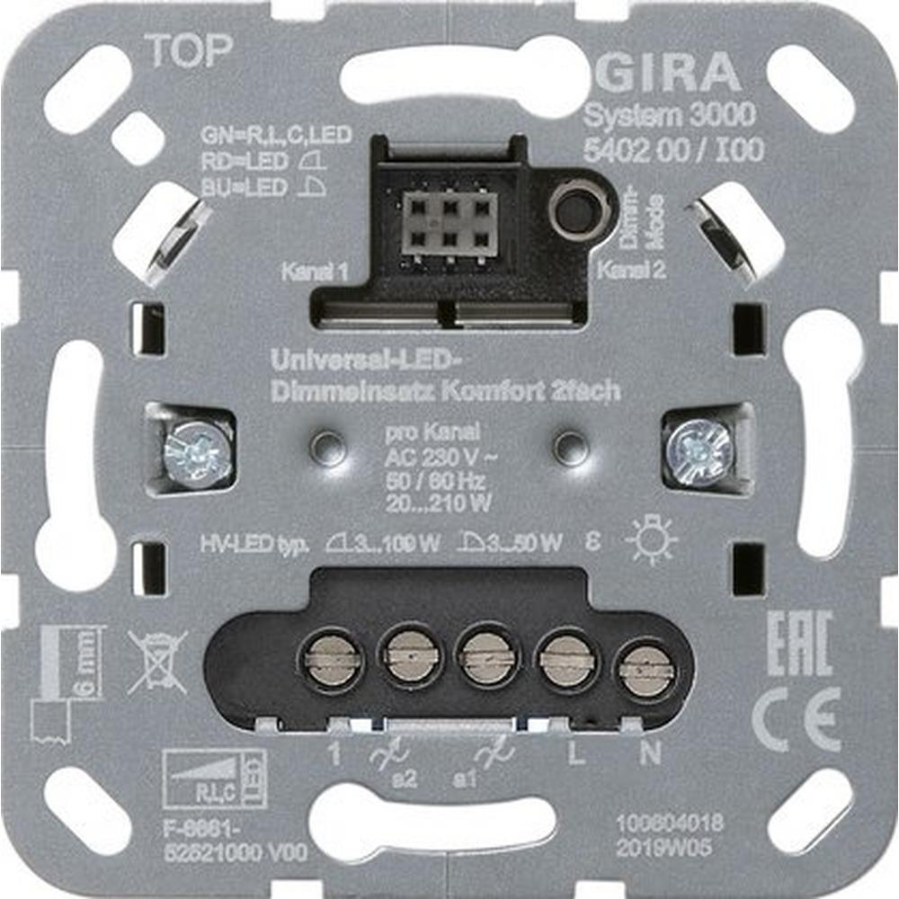 Gira 540200, S3000 Uni-LED-Dimmeins. Komfort 2f Einsatz