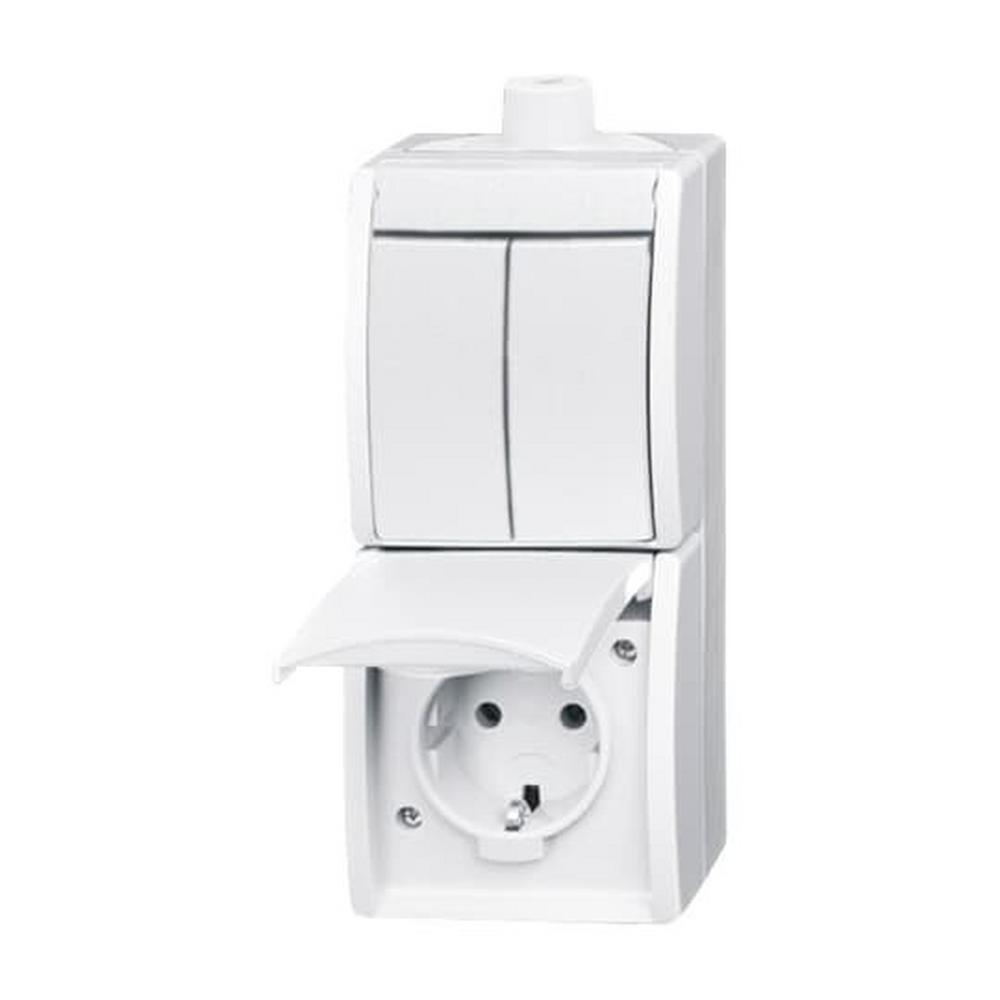 Busch-Jaeger 2601/5/20EW-54-503, Kombination SCHUKO® Steckdose, mit Wippschalter Serienschaltung