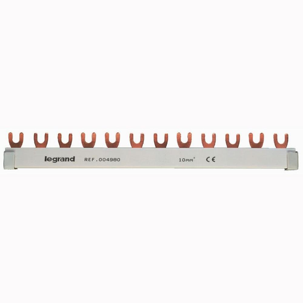 004980, Gabelkammschiene, 3-polig für FI- mit LS-Schalter, 12 TE, 10 mm²