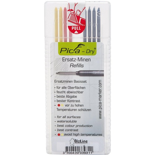 BizLine Ersatzminen farbig für Grafitminen-Bleistift PICA DRY BIZ 790 214 (x 8), Preis per VPE, VPE = 8 Stück