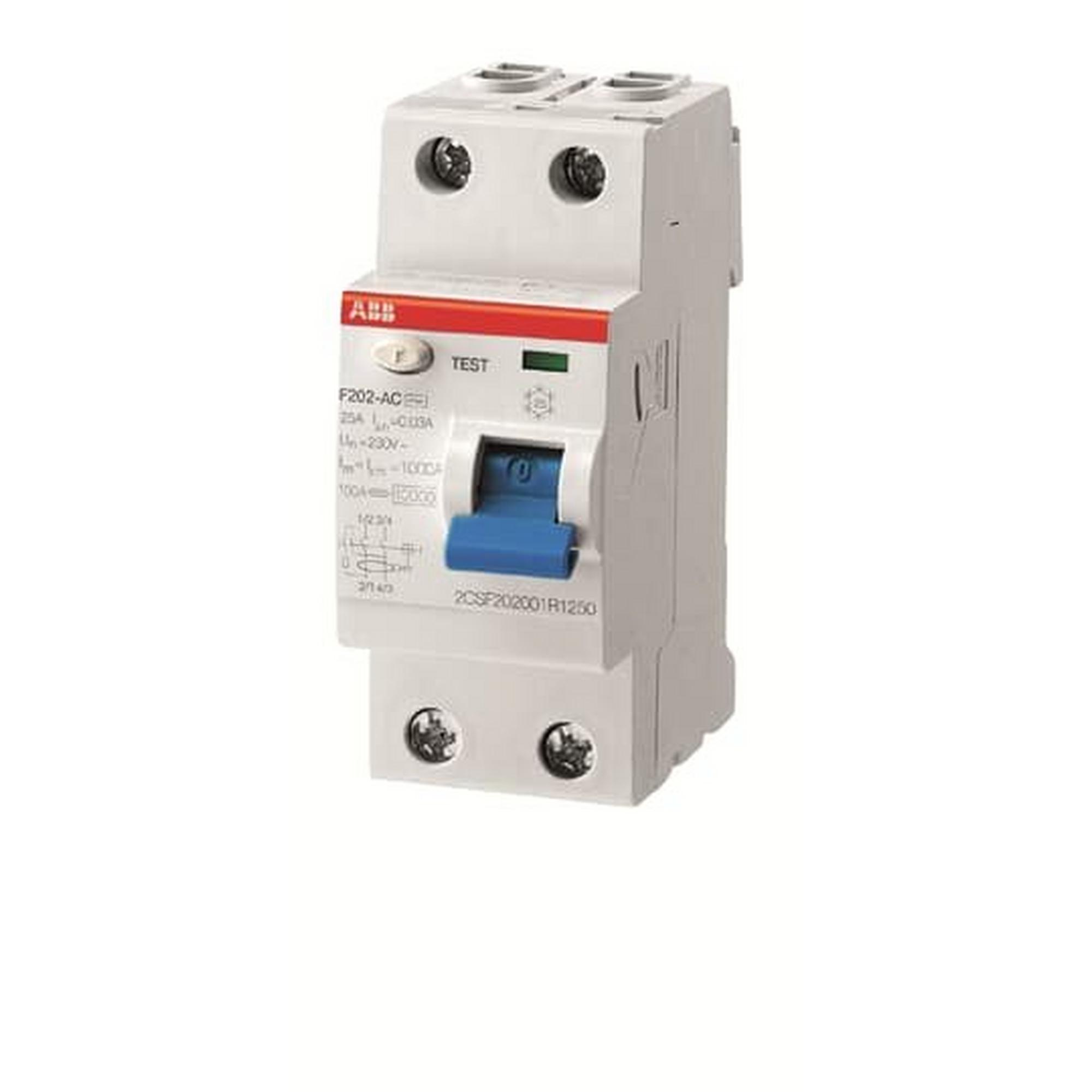 F202 A-63/0.03 16-2/3Hz, FI-Schutzschalter 2P, Typ A, 63A, 30mA, 16, 7Hz