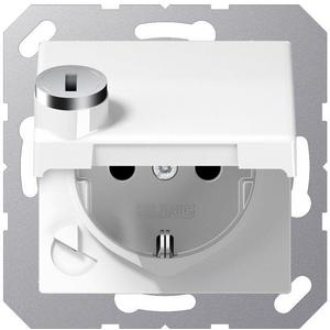 Jung SCHUKO®-Steckdose, 16 A 250 V ~, SAFETY+, Klappdeckel, mit Sicherheitsschloss, Thermoplast, Serie AS, alpinweiß (AS1520BFKLSLWW)
