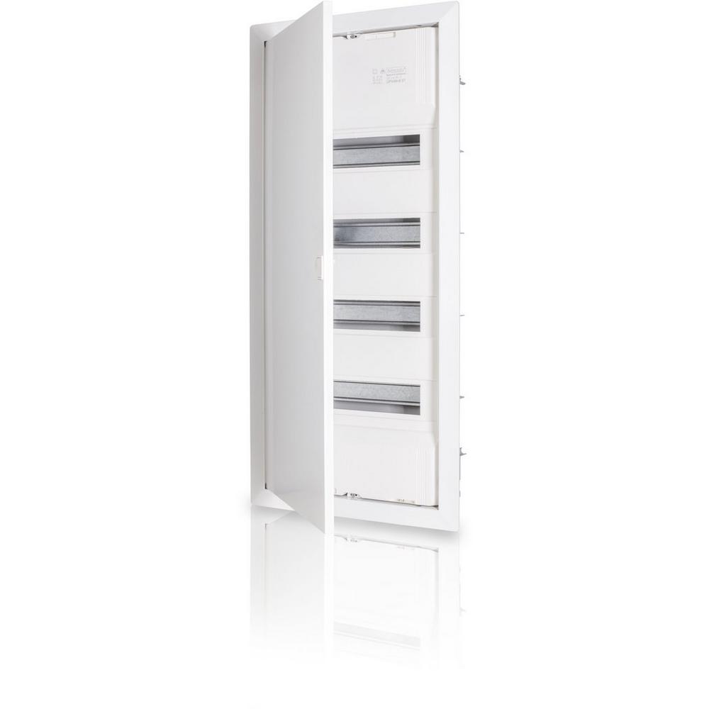 Newlec HUPV 48B TM, UP-Verteiler, 4-reihig, 48+8 Module, mit Rahmen und Tür aus Metall, grau / weiß