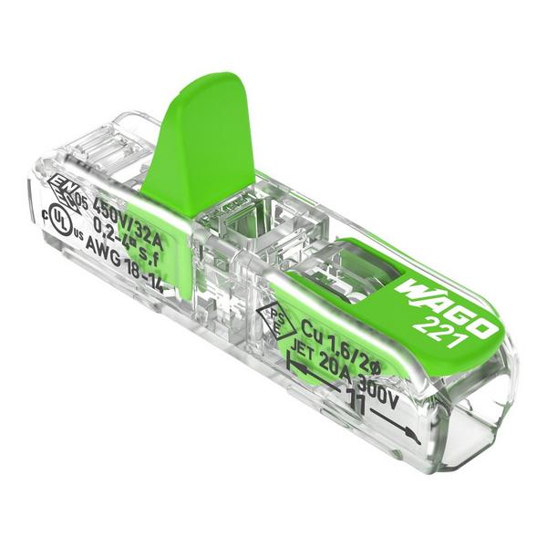 221-2431, Durchgangsverbinder Mit Hebeln,für Alle Leiterarten,max. 4 Mm²,transparent