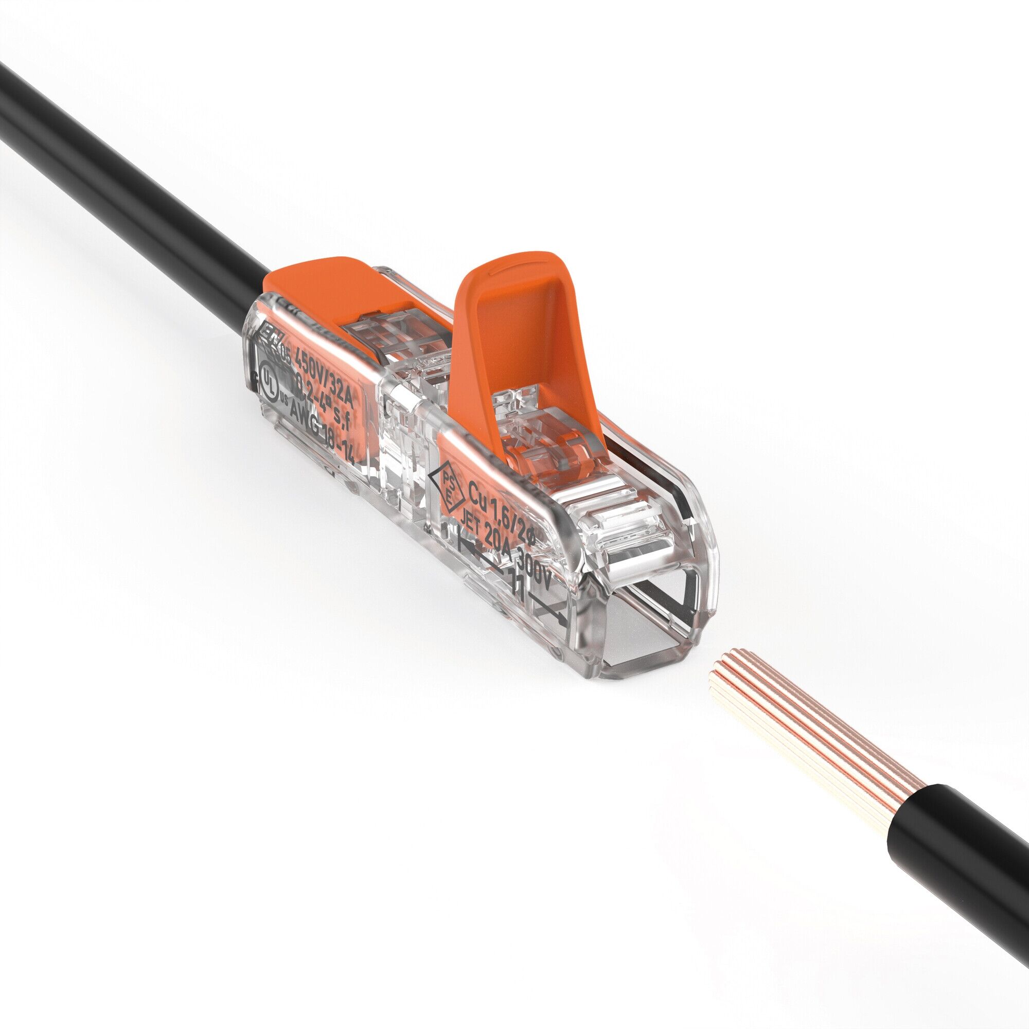 WAGO COMPACT Hebel‑Durchgangsklemme 1‑polig, 0,2–4 mm², transparent – 450 V/4 kV, 32 A, schlank 35,5×8,1×8,9 mm – flexibel & massiv, 11 mm Abisolier‑Sichtfenster 60 Stck