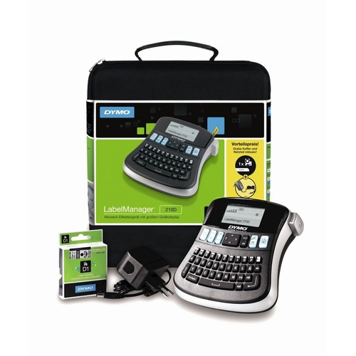 Dymo S0964070, - LabelManager 210D im praktischen Koffer (SoftCase) - inkl. 230V-Netzteil, 6, 9, 12 mm, D1-Bänder