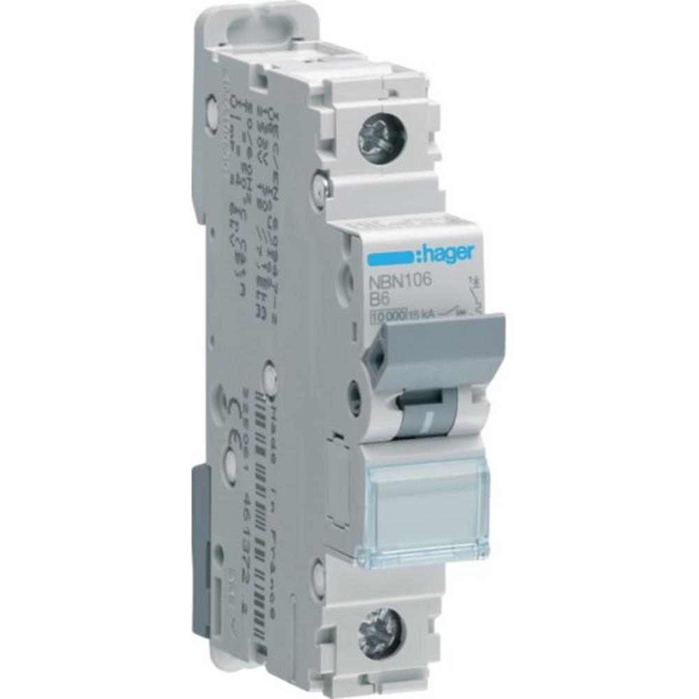 Hager NBN106, LS-Schalter 1 polig 10kA/15kA B-6A 1M
