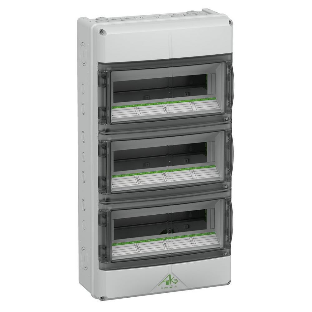 Spelsberg AK 42, Kleinverteiler, grau, Schutzart IP65, 42 TE, Schlagfestigkeit IK08, Schutzklasse II, Bemessungsspannung 400V AC, DLG, UL-EU, VDE, halogenfrei