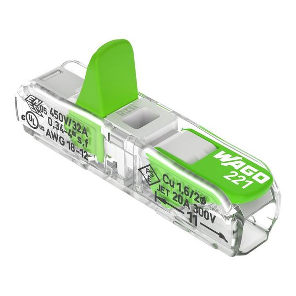 221-2421, Durchgangsverbinder Mit Hebeln,für Alle Leiterarten,max. 4 Mm²,transparent