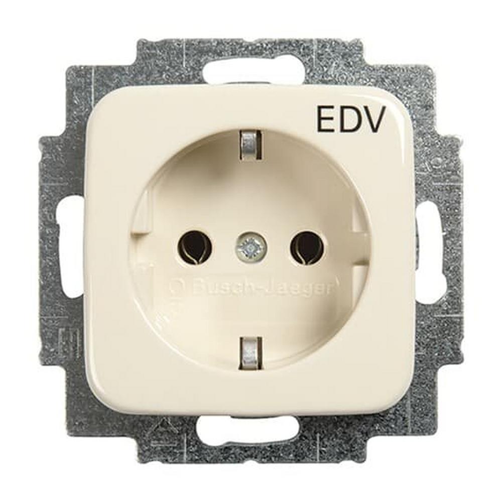 Busch-Jaeger 20 EUC/DV-212, SCHUKO® Steckdosen-Einsatz mit Aufdruck EDV weiß - Busch-Duro 2000® SI