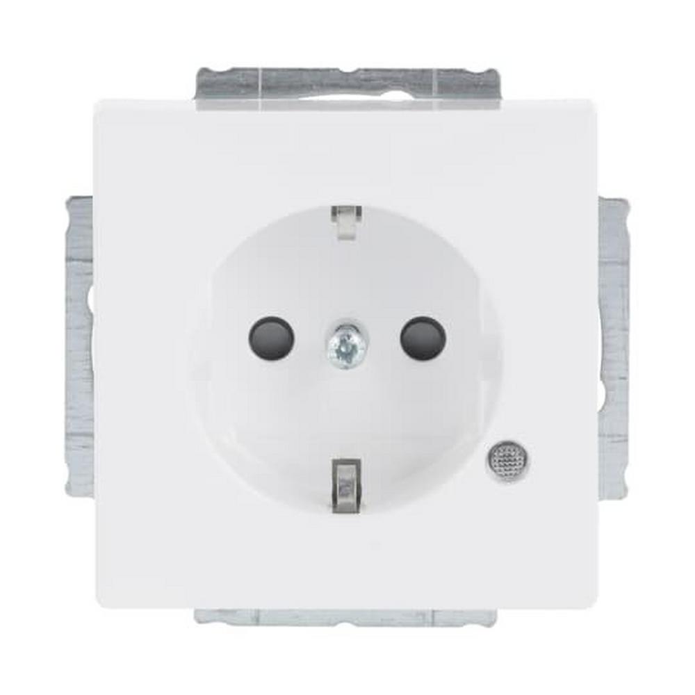 Busch-Jaeger 20 EUCBL-84, SCHUKO® Steckdosen-Einsatz Safety+ mit LED Kontrolllicht /grün studioweiß -
