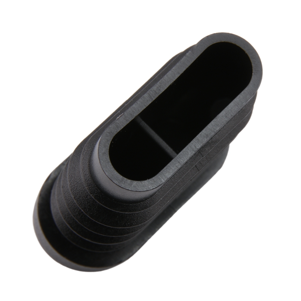 Lamellenstopfen schräg, oval 30x15x1-2 – PE schwarz, Winkel 0-20°