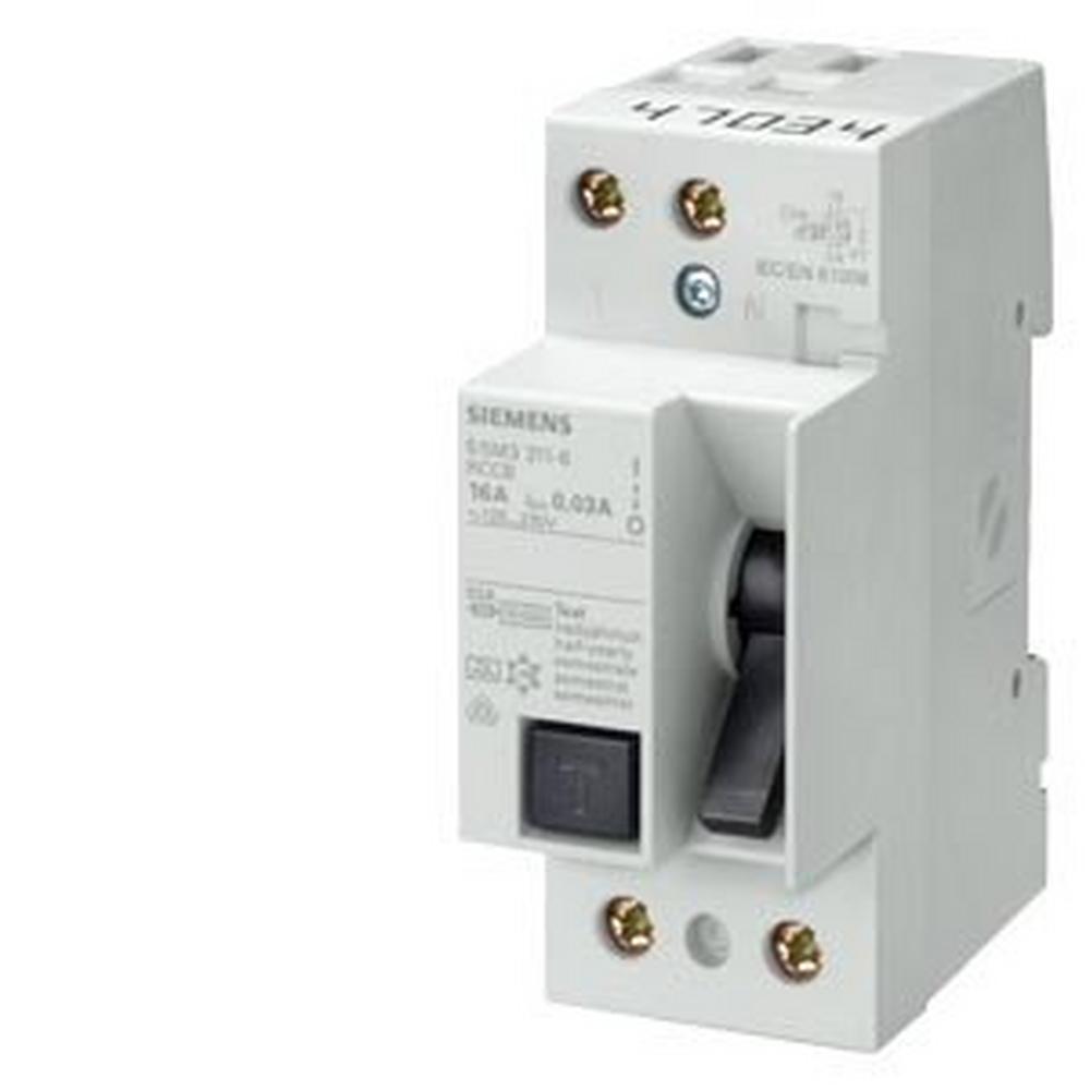 5SM3311-6, FI-Schutzschalter, 2-polig, Typ A, In: 16 A, 30 mA, Un AC: 230 V