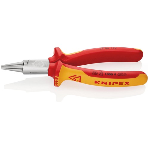 Knipex VDE Rundzange VDE isoliert, Zange verchromt 160 mm