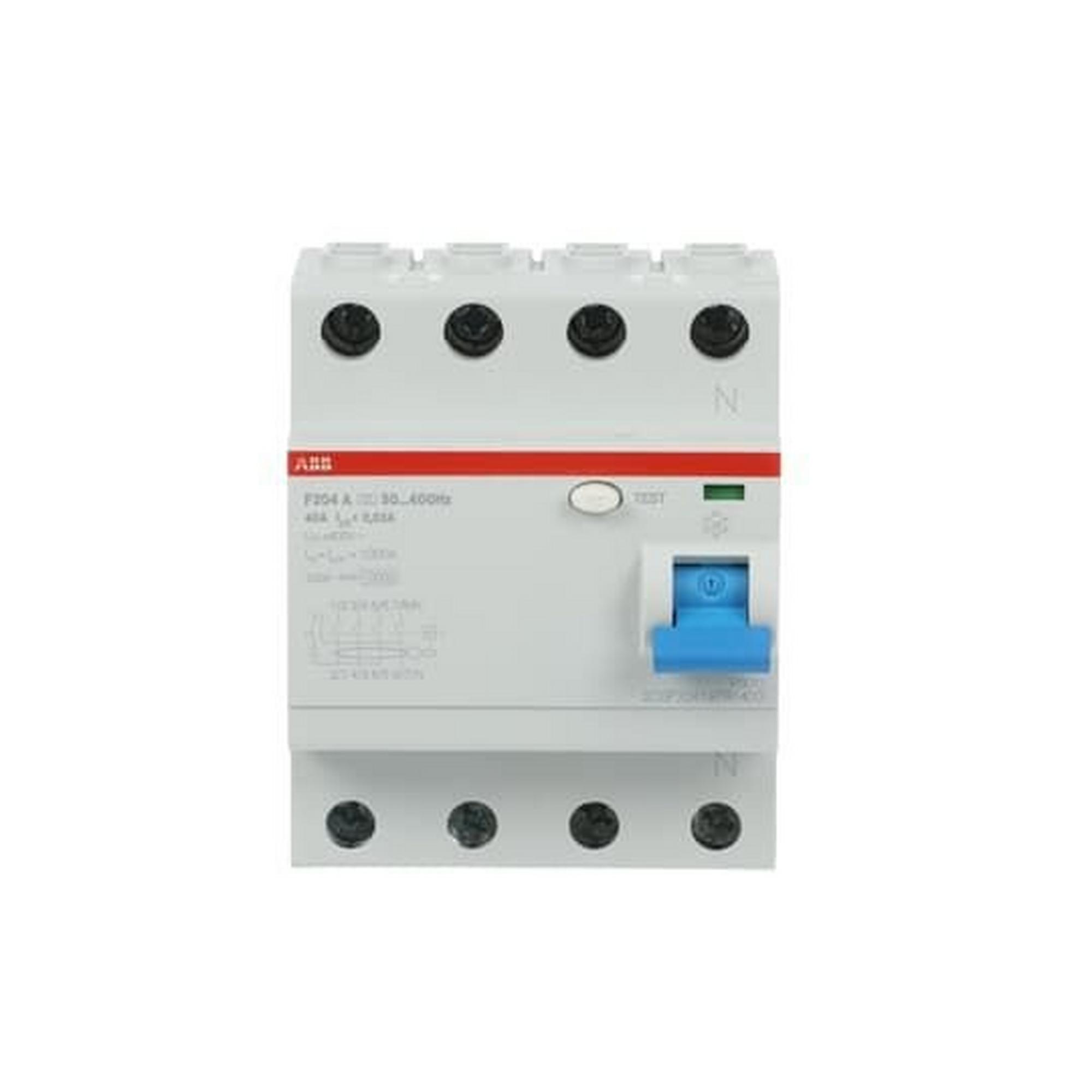 F204 A-40/0.03 400Hz, FI-Schutzschalter 4P, Typ A, 40A, 30mA, 400Hz