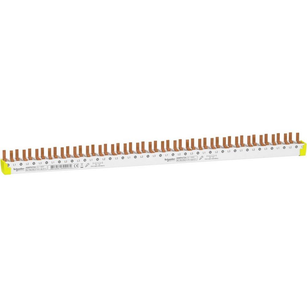 A9XPH724, Phasenschiene für FI/LS, ablängbar, 3P+N, 24 Module für 12 FI/LS, 80A