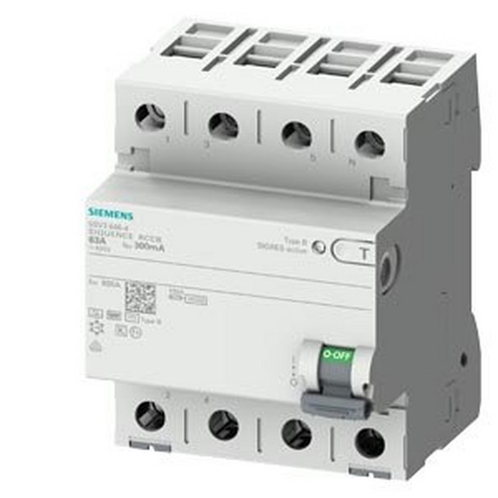Siemens 5SV3346-4, FI-Schutzschalter, 4-polig, Typ B, kurzzeitverzögert, In: 63 A, 30 mA