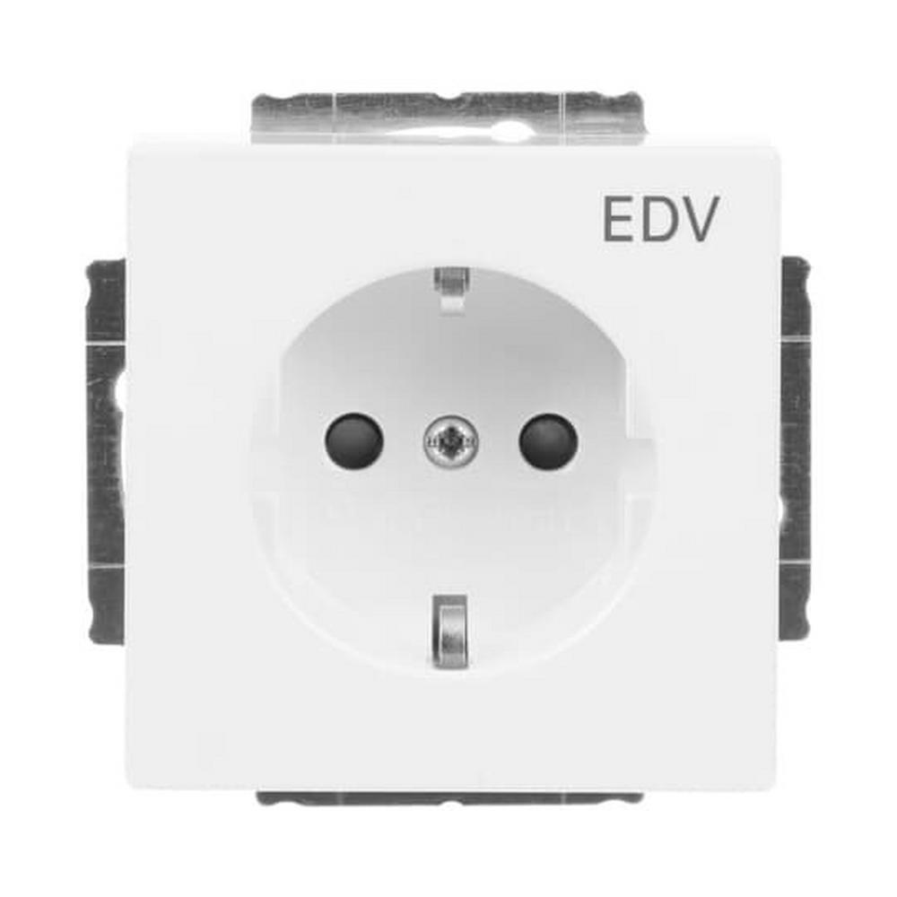 Busch-Jaeger 20 EUCKS/DV-84, SCHUKO® Steckdosen-Einsatz mit Aufdruck EDV Safety+ studioweiß - Plattform 63